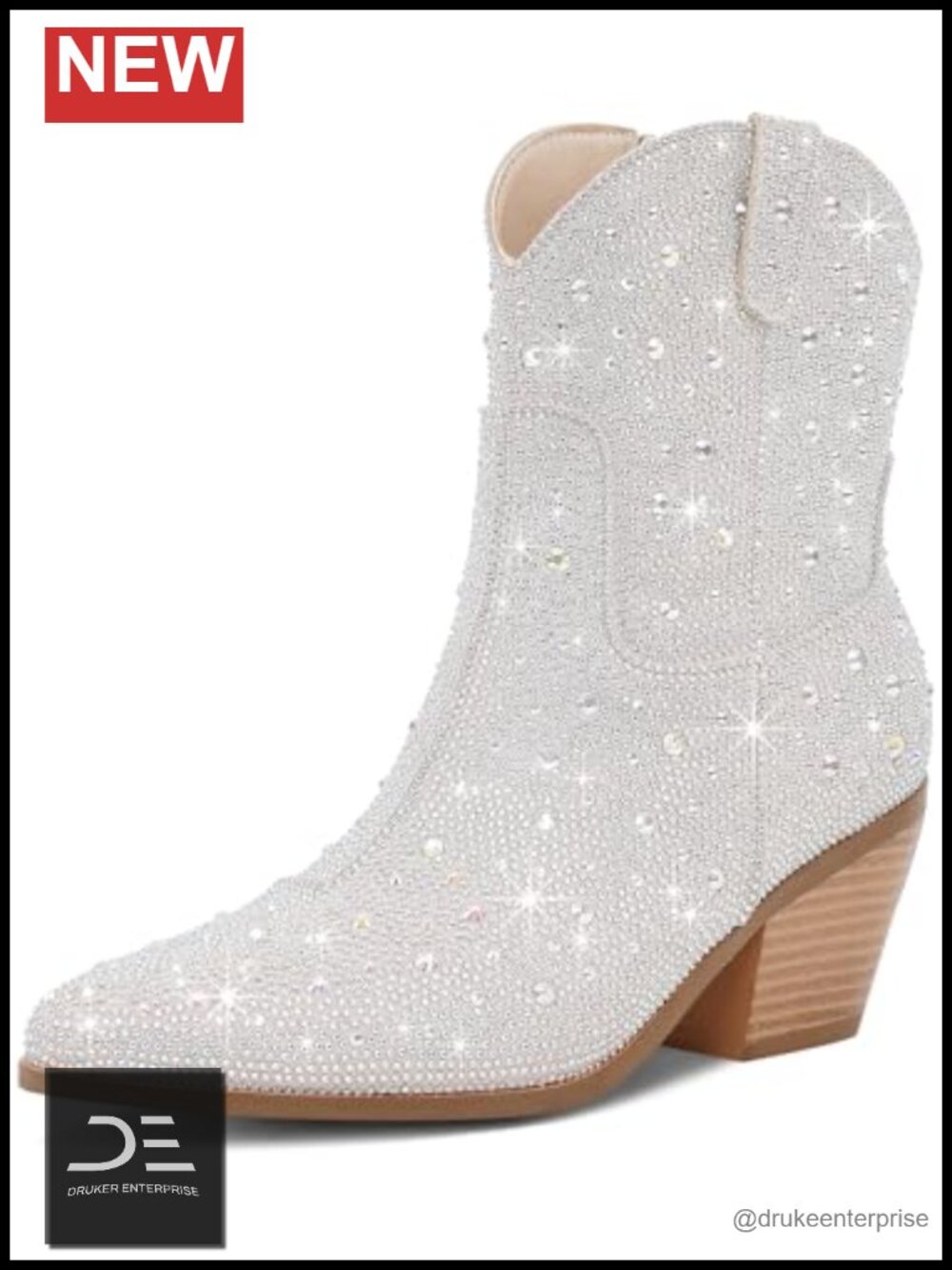 Rhinestone Cowgirl Boots Sparkly Ankle Boots for Women
